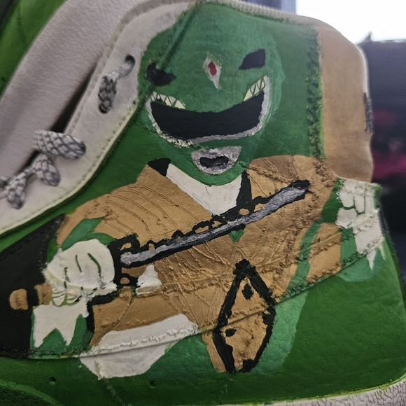 Hand painted Used Nike Blazer shoes size 7.5 Womens Green power ranger custom - Picture 3 of 8